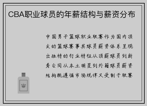 CBA职业球员的年薪结构与薪资分布